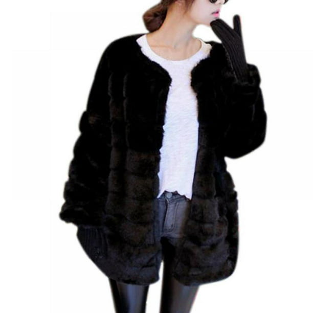 New Womens 100%Real Fur Coat Jacket Ladies Rabbit Furry Parka Warm Short Outwear
